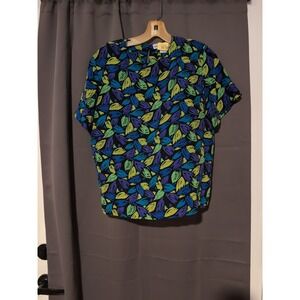 Anna & Frank Blouse‎ Petal Floral Blouse, Women's Small Silk Top, Vintage Blouse